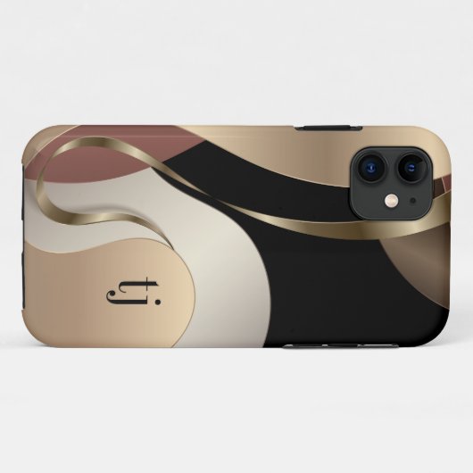 Modernes metallisches Abstraktes Muster mit Monogr Case-Mate iPhone Hülle (Rückseite (Horizontal))