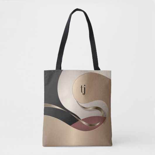 Modernes metallisches Abstraktes Muster mit Monogr Tasche (Vorderseite)