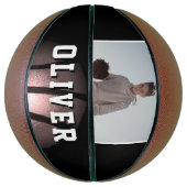 Modernes Metallisches Basketball Name Foto Basketb (Vertikal)