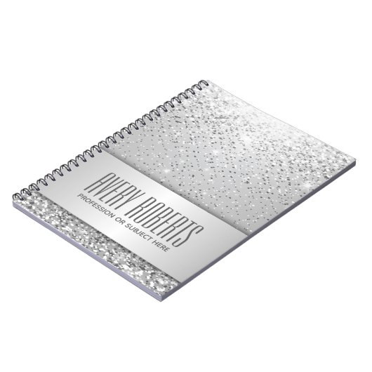 Modernes Metallisches Elegantes Silber Notizblock (Linke Seite)