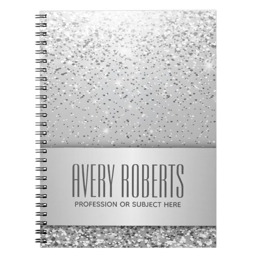 Modernes Metallisches Elegantes Silber Notizblock (Vorderseite)