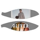 Modernes Metallisches Orange Name Foto Basketball (Panele)