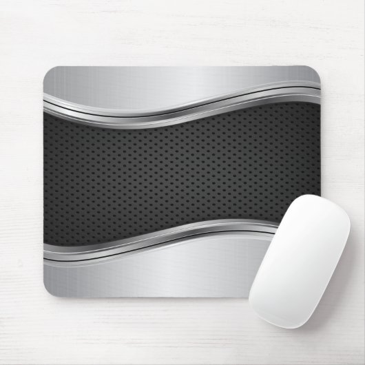 Modernes metallisches Silberschwarz Mousepad (Mit Mouse)
