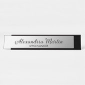 Modernes, metallisches Silver Job Name Skript Schreibtischnamensplakette (Vorderseite )