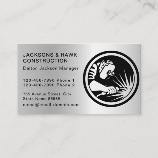 Modernes Metallsilber sieht einfach aus Visitenkarte (Vorderseite)