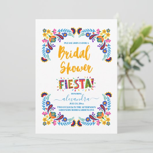 Modernes mexikanisches Fiesta-Brautparty Einladung (Stehend Vorderseite)