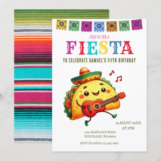 Modernes mexikanisches Fiesta zum Geburtstag Einladung