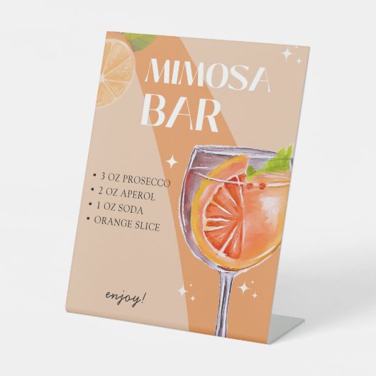Modernes Mimosa Bar Aperol Spritz Brautparty Sockelschild (Vorderseite)