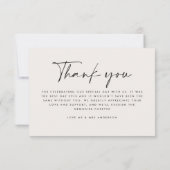 Modernes Mindest-Foto für Hochzeiten dank Chic Einladung (Rückseite)