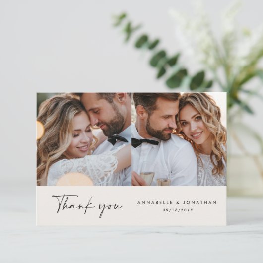 Modernes Mindest-Foto für Hochzeiten dank Chic Einladung (Stehend Vorderseite)