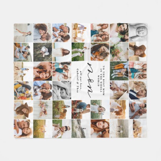 Modernes Mindest-Multi-Foto-Script-Mama-Geschenk Fleecedecke (Vorderseite (Horizontal))