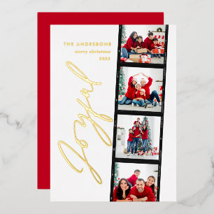 Modernes Mindest-Script-Multi-Foto Weihnachtsretro Folien Feiertagskarte