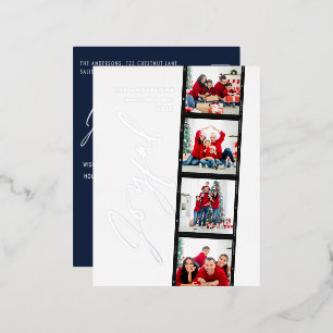 Modernes Mindest-Script-Multi-Foto Weihnachtsretro Folien Feiertagspostkarte