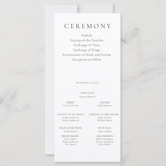 Modernes Mini-Gold-Leaf-Hochzeitsprogramm (Rückseite)