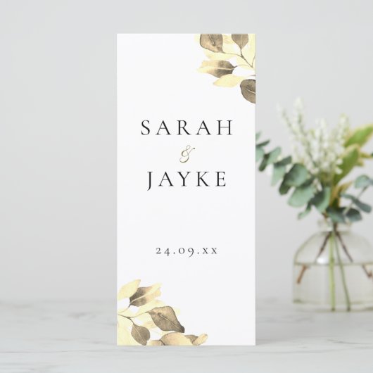 Modernes Mini-Gold-Leaf-Hochzeitsprogramm (Stehend Vorderseite)