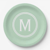 Modernes Mini Green Custom Round Gerahmt Monogram Pappteller (Vorderseite)