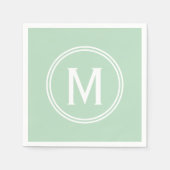 Modernes Mini Green Custom Round Gerahmt Monogram Serviette (Vorderseite)