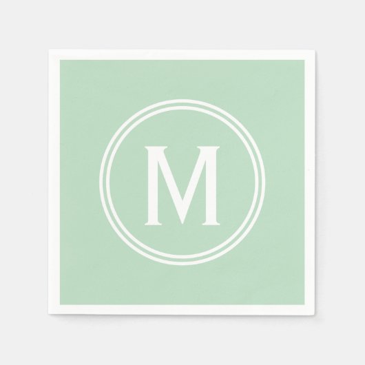 Modernes Mini Green Custom Round Gerahmt Monogram Serviette (Vorderseite)