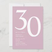 Modernes Minimal 30. Geburtstag Party Rosa Einladung (Vorderseite)