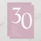Modernes Minimal 30. Geburtstag Party Rosa Einladung (Vorne/Hinten)