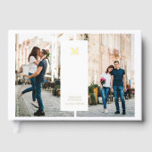 Modernes Minimal | 3 Foto Monogramm Hochzeit Gästebuch (Vorderseite)