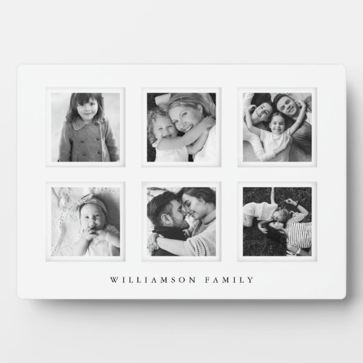 Modernes Minimal 6-Gitter Matboard Schwarz/Weiß-Fo Fotoplatte (Vorderseite)