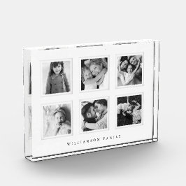 Modernes Minimal 6 Gittermatte Schwarz-Weiß-Foto Fotoblock