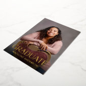 Modernes Minimal Abschluss 2 Foto Gold Folieneinladung (Gedreht)