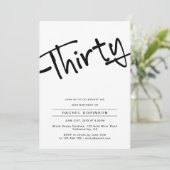 Modernes Minimal Adult 30. Geburtstag Party Einladung (Stehend Vorderseite)