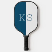 Modernes Minimal Aquamarin-Blau-Weiß-Monogramm Pickleball Schläger (Vorderseite)
