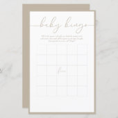 Modernes Minimal | Baby Bingo Game Card (Vorne/Hinten)