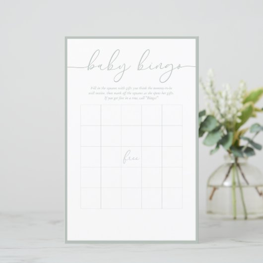 Modernes Minimal | Baby Bingo Game Card (Stehend Vorderseite)