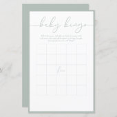 Modernes Minimal | Baby Bingo Game Card (Vorne/Hinten)