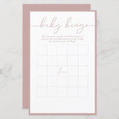 Modernes Minimal | Baby Bingo Game Card (Vorne/Hinten)