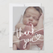 Modernes Minimal Baby Foto Vielen Dank Script Hear Dankeskarte (Vorderseite)