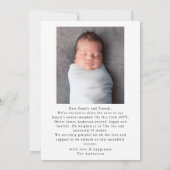 Modernes Minimal Baby Foto Vielen Dank Script Hear Dankeskarte (Rückseite)