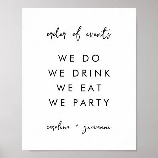 Modernes Minimal | Begrüßungsempfang für Monogramm Poster (Vorne)