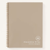 Modernes Minimal-Beige Monogramm Notizblock (Vorderseite)