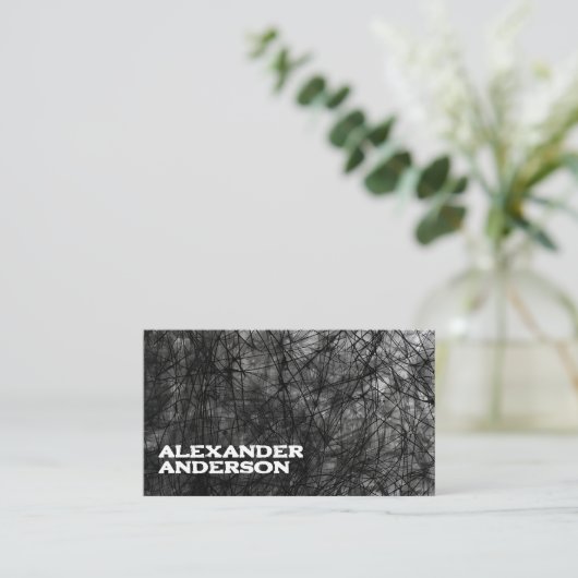 Modernes Minimal Beruflich Black Scribble Visitenkarte (Stehend Vorderseite)