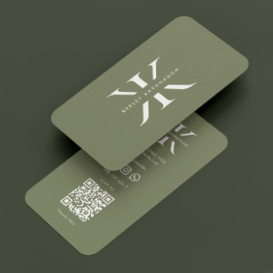 Modernes Minimal Berufliches Monogram Logo K Sage Visitenkarte