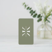 Modernes Minimal Berufliches Monogram Logo K Sage Visitenkarte (Stehend Vorderseite)
