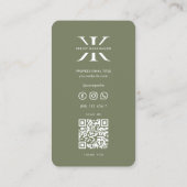 Modernes Minimal Berufliches Monogram Logo K Sage Visitenkarte (Rückseite)