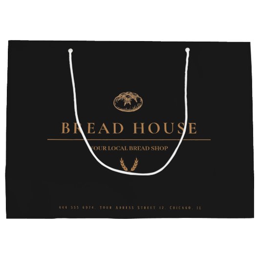 Modernes Minimal Black Bakery Business Große Geschenktüte (Rückseite)