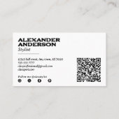 Modernes Minimal Black Charcoal Scribble Scannable Visitenkarte (Rückseite)