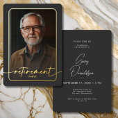 Modernes Minimal Black Foto Retirement Party Folieneinladung