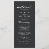 Modernes Minimal Black Krawatte Hochzeitsprogramm (Vorderseite)