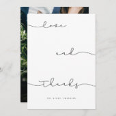 Modernes Minimal Black Liebe & Danke Script Foto (Vorne/Hinten)