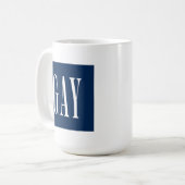 Modernes Minimal Blau Gay Pride 90er Logo Kaffeetasse (Vorderseite Links)