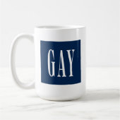 Modernes Minimal Blau Gay Pride 90er Logo Kaffeetasse (Links)