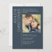 Modernes Minimal Blue Engagement Party Foto Einladung (Vorderseite)